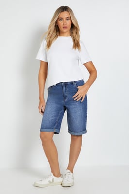 Stretch Denim Turn Up Shorts