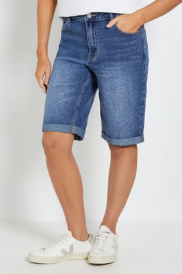 Stretch Denim Turn Up Shorts