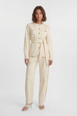 Petite Cotton Utility Button Detail Tie Waist Shirt