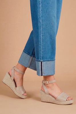 Wide Fit Rebekah Faux Suede Peep Toe Espadrille Wedge Sandals