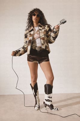 Patchwork Cow Hide Real Leather Jacket