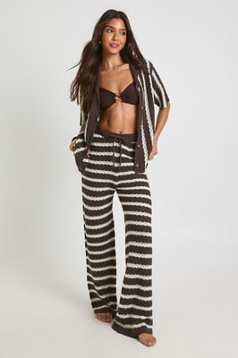 Chunky Stripe Crochet Oversized Shirt and Trouser Co-Ord