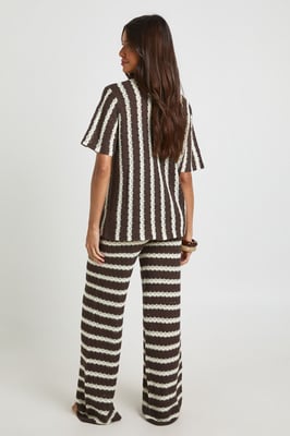 Chunky Stripe Crochet Oversized Shirt and Trouser Co-Ord