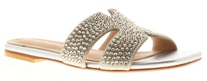 Apache Womens Flat Sandals Shimmering Rhinestones Fifi Slip On silver