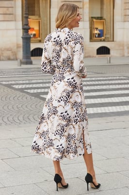 Natural WOW Print Belted Shirt Dress