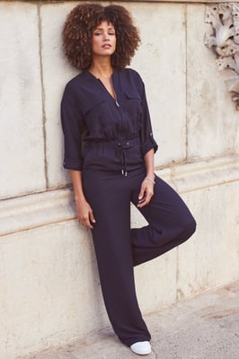Midnight Blue Drawstring Waist Jumpsuit