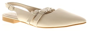 Platino Womens Flat Shoes Ferne Buckle beige