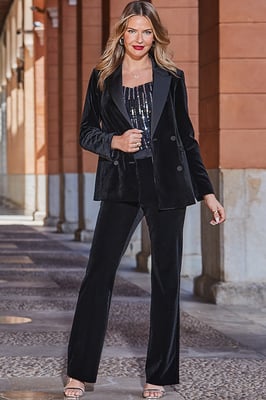 Black Luxury Velvet Bootcut Trouser