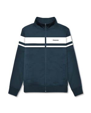 Lambretta Mens Jacket Poly Tricot Track Top Zip Fastening Blue White