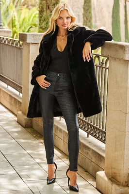 Black Croc Coated Skinny Jeans