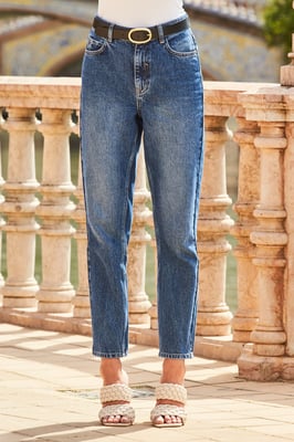Mid Blue Straight Leg Jeans