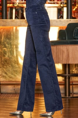 Midnight Blue Velvet Wide Leg Trousers