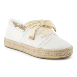 TOMS Carolina Lace Up Bomullskvinnors Vita Espadriller Vid Stranden