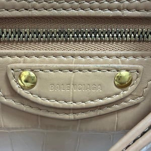 Balenciaga Mini Neo Classic City Croc-Effect Top Handle Bag in Brown Leather