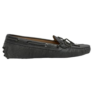 Tod's Lizard-geprint leren strikloafers in grijzer leer