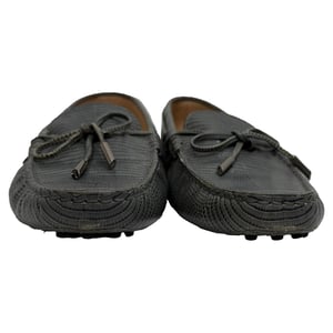 Tod's Lizard-geprint leren strikloafers in grijzer leer