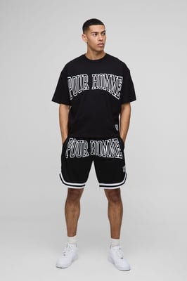 Oversized Boxy Homme Basketball Short Set