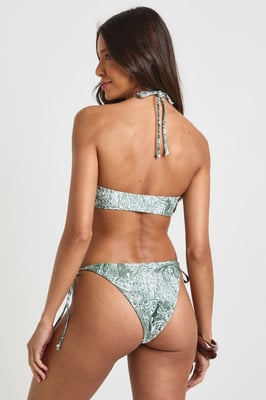 Paisley Print Halter Bikini Top And Tie Side Bikini Bottom Set