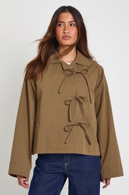 Bow Tie Detail Trench Jacket