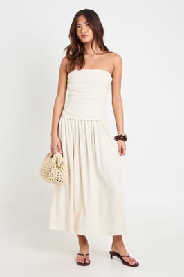Premium Linen Bandeau Midaxi Dress