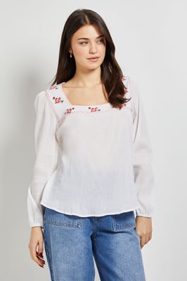 Embroidered Detail Long Sleeve Blouse