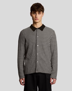 Basketweave Knitted Collared Cardigan