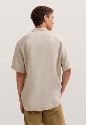 Bugatti Herren Korte mouwen shirt Modern Fit van linnen met button-down kraag