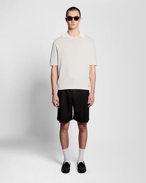 Open Collar Fijn Gebreide Poloshirt