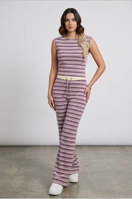 Stripe Sleeveless Top & Flared Trouser Co-Ord Set
