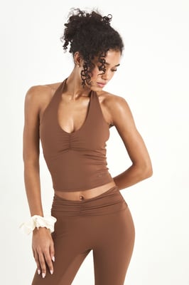 DSGN Studio Sculpt Ruched Front Cut Out Padded Halterneck Top