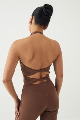 DSGN Studio Sculpt Ruched Front Cut Out Padded Halterneck Top