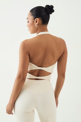 DSGN Studio Sculpt Ruched Front Cut Out Padded Halterneck Top