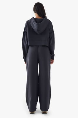 DSGN Studio Towelling Applique Zip Through Boxy Crop Hoodie