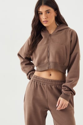 DSGN Studio Boxy Crop Zip Through Hoodie