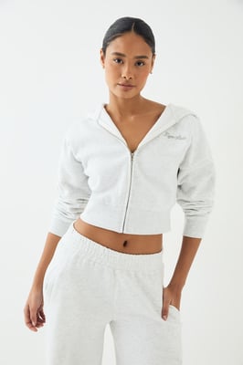DSGN Studio Script Embroidered Zip Through Hoodie