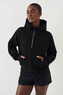 DSGN Studio Ribbed Panel Half Zip Hoodie