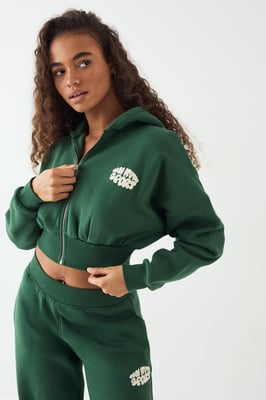 DSGN Studio Sport Bubble Print Boxy Crop Zip Through Hoodie