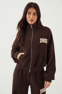 DSGN Studio Cord Applique Zip Through Bomber Sweatshirt