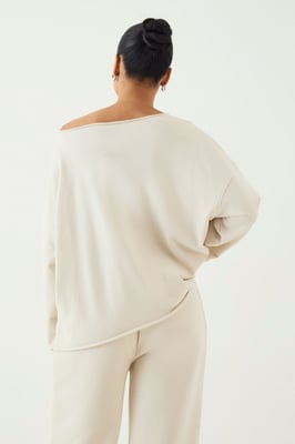 DSGN Studio Script Embroidered Off The Shoulder Sweatshirt