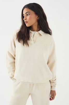 DSGN Studio Self Fabric Applique Collared Sweatshirt