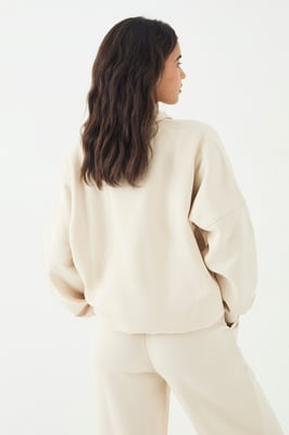 DSGN Studio Self Fabric Applique Collared Sweatshirt