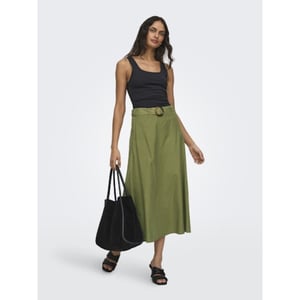 Jacqueline de Yong milan linen hw belted skirt wvn 15366394 olive drab