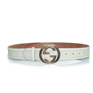 Gucci, monogram canvas and leather GG buckle belt