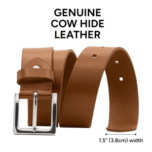 Men's Leather Belts, Premium Genuine Leather belt 1.5" Width in Tan