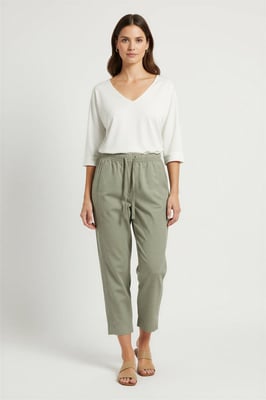 Tencel Crop Trousers Elasticated Waist