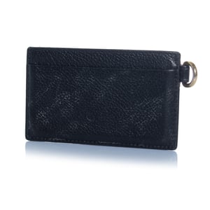 Balenciaga, black leather card holder with key ring