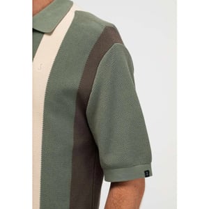 Butcher of Blue Delvin knit stripe polo jade green