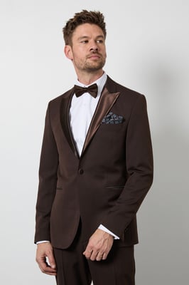 Chocolate Peak Collar Slim Fit Tuxedo Jacket