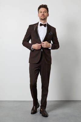 Chocolate Peak Collar Slim Fit Tuxedo Jacket