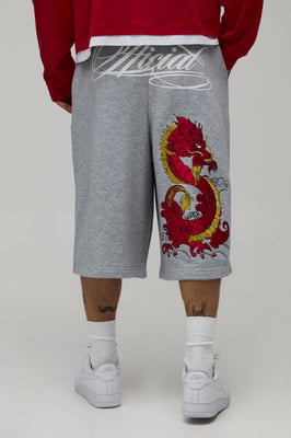 Dragon Embroidered Bermuda Jort